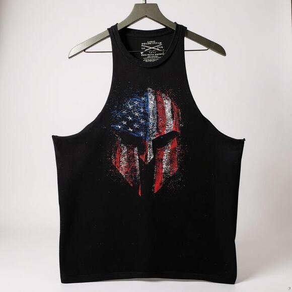 Grunt Style This Well Defend Patriotic Tank Top Large Black American Flag - Picture 1 of 6